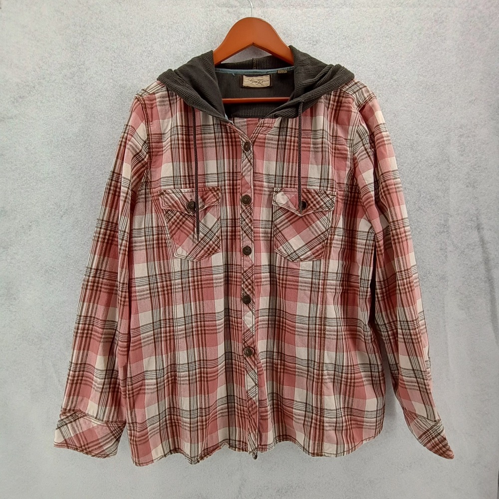 Legacy Falls Womens XXL Hooded Plaid Shirt Rosebush Pink Thermal Hood 2660205